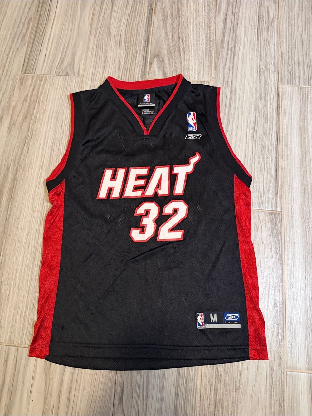 Reebok Black and Red Miami Heat #32 Jersey O’Neal